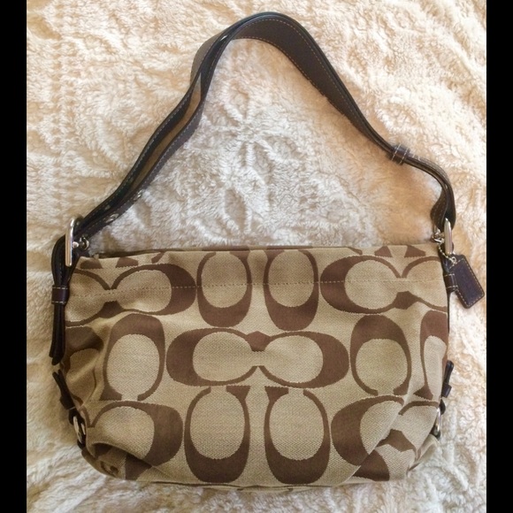 Coach Signature Brown &Beige Shoulder Bag & Wallet - Picture 2 of 13